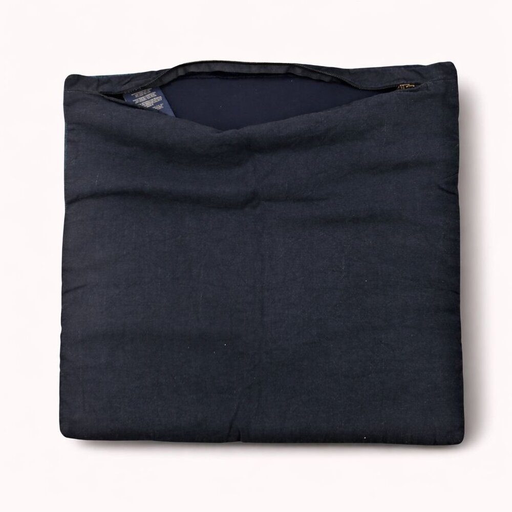 Ralph Lauren Stover Artisan Linen Patchwork Throw Pillow Cover Only 20x20 Blue - Picture 10 of 16
